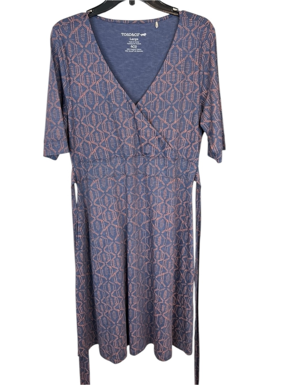Toad & Co Women’s Cue Wrap Cafe Dress Large Pockets Organic Tencel Cotton - Picture 5 of 14